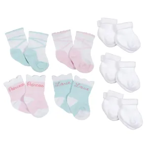 10-Pack Baby Girls Fairy Tale & White Wiggle Proof® Socks