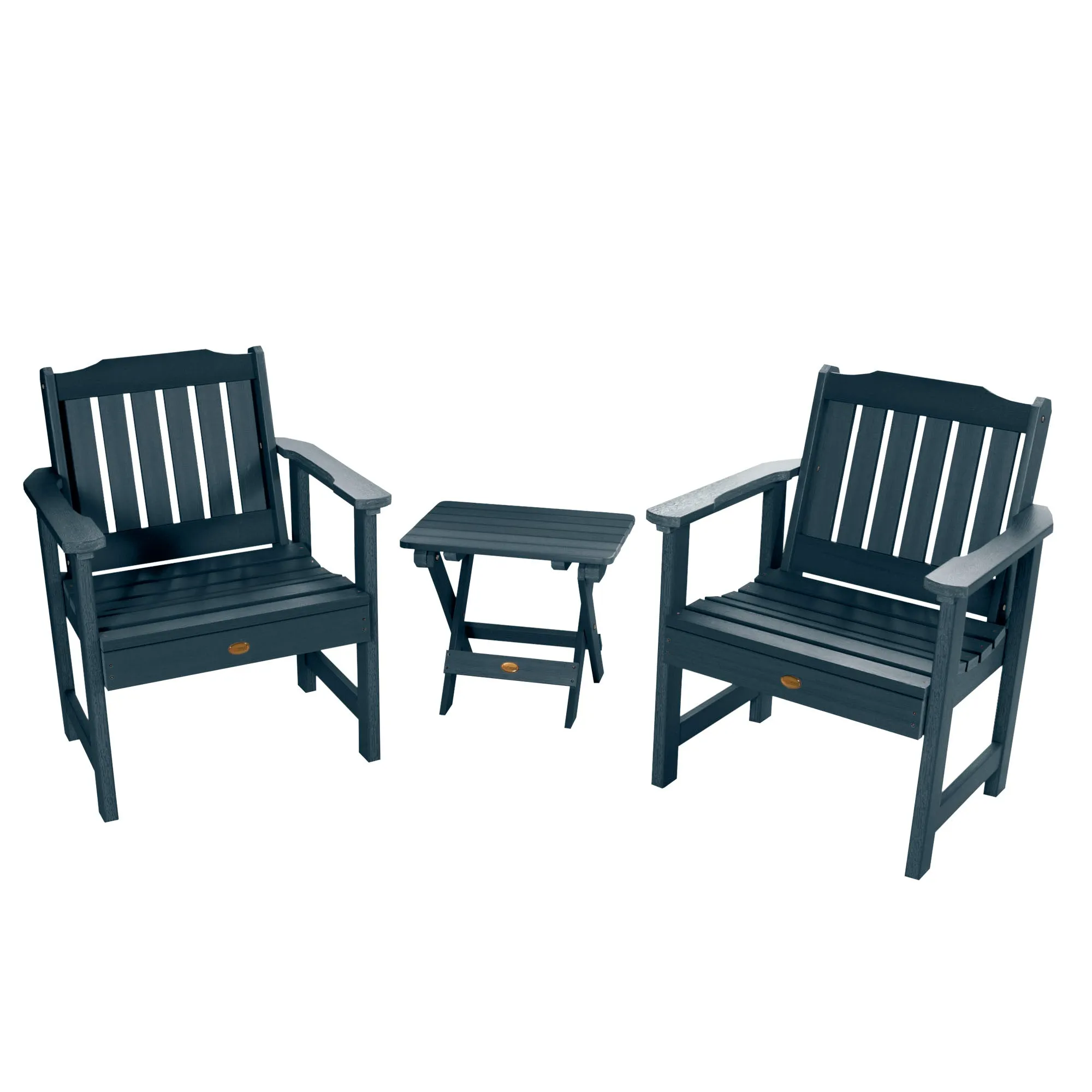 2 Lehigh Garden Chairs with Folding Adirondack Side Table