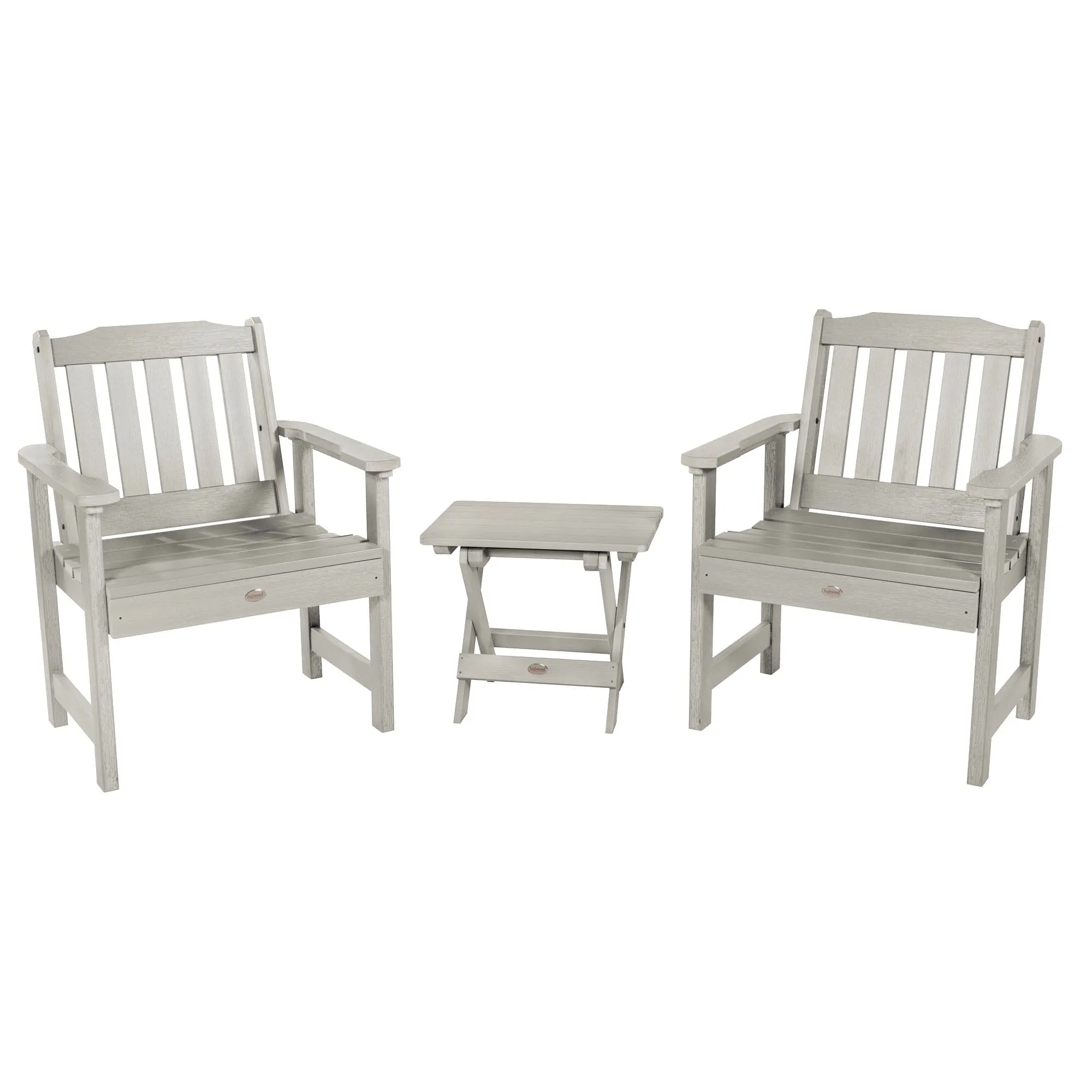 2 Lehigh Garden Chairs with Folding Adirondack Side Table