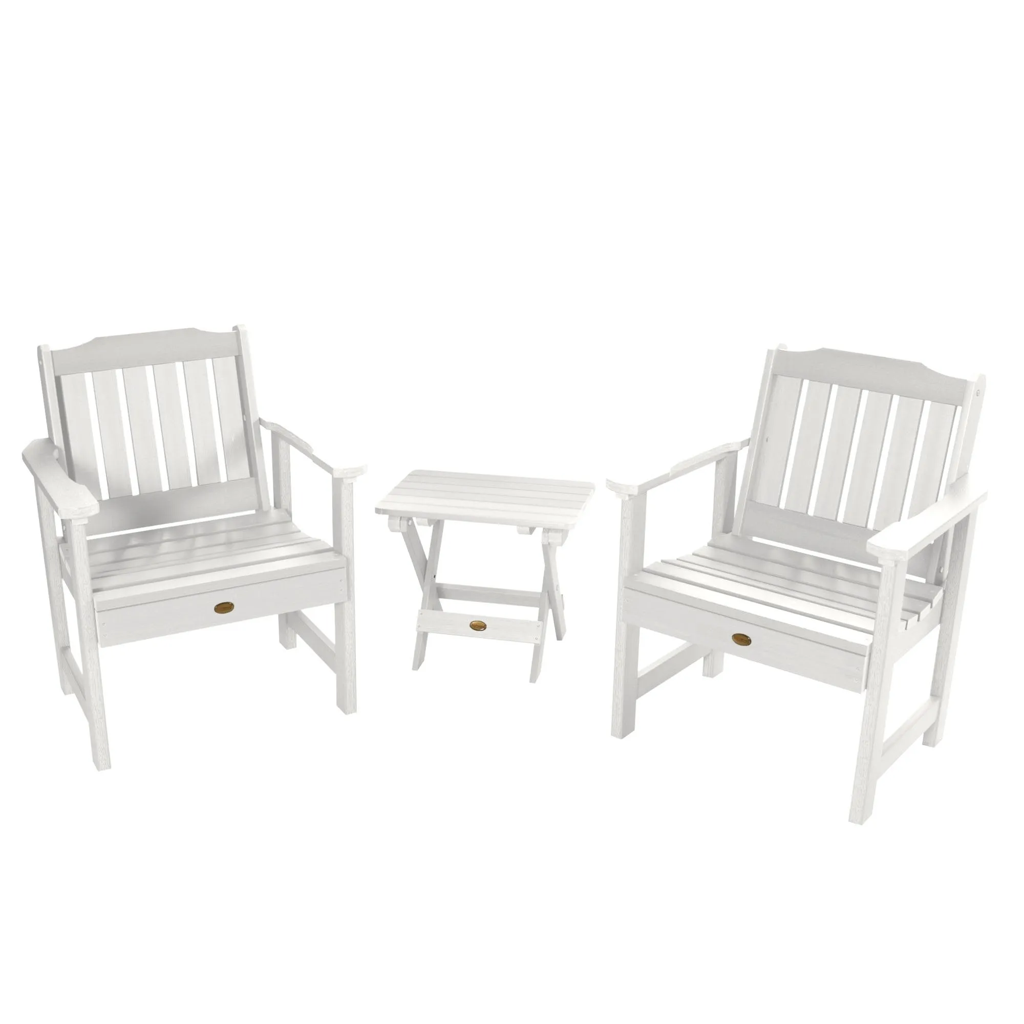 2 Lehigh Garden Chairs with Folding Adirondack Side Table