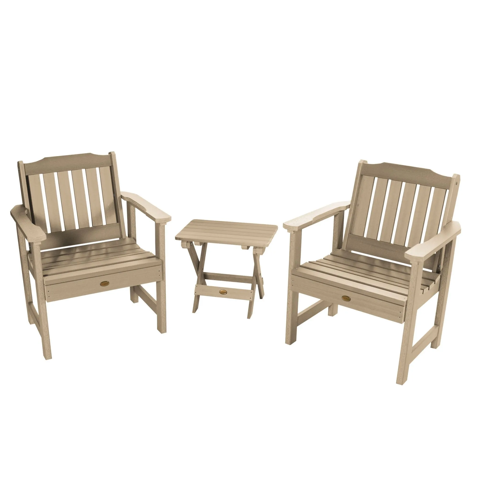 2 Lehigh Garden Chairs with Folding Adirondack Side Table