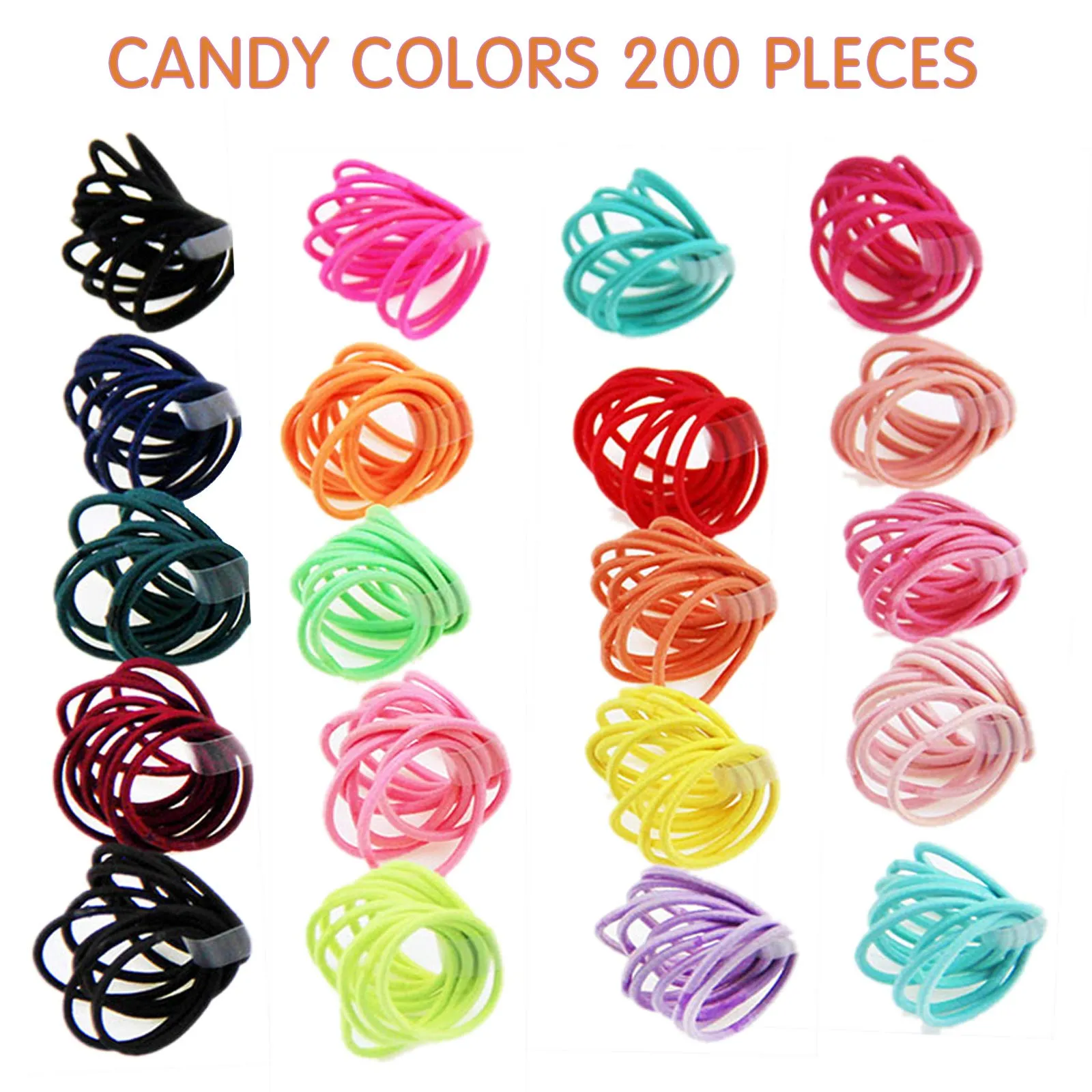 200PCS Elastic Hair Ties, No Crease Hair Small Ponytail Holders for Kids Girls Baby Toddler, Multicolor