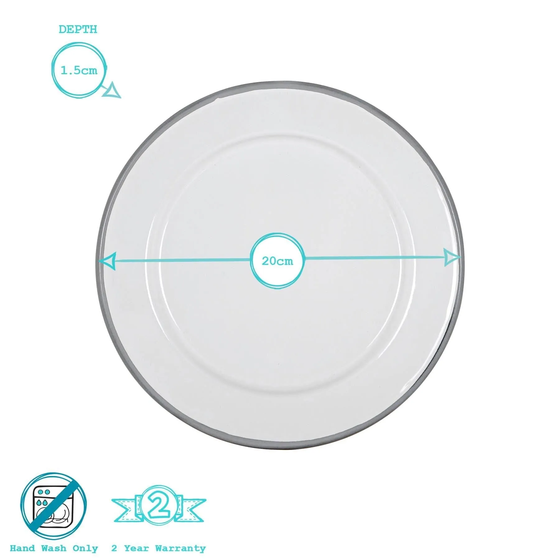 20cm White Enamel Side Plate - By Argon Tableware