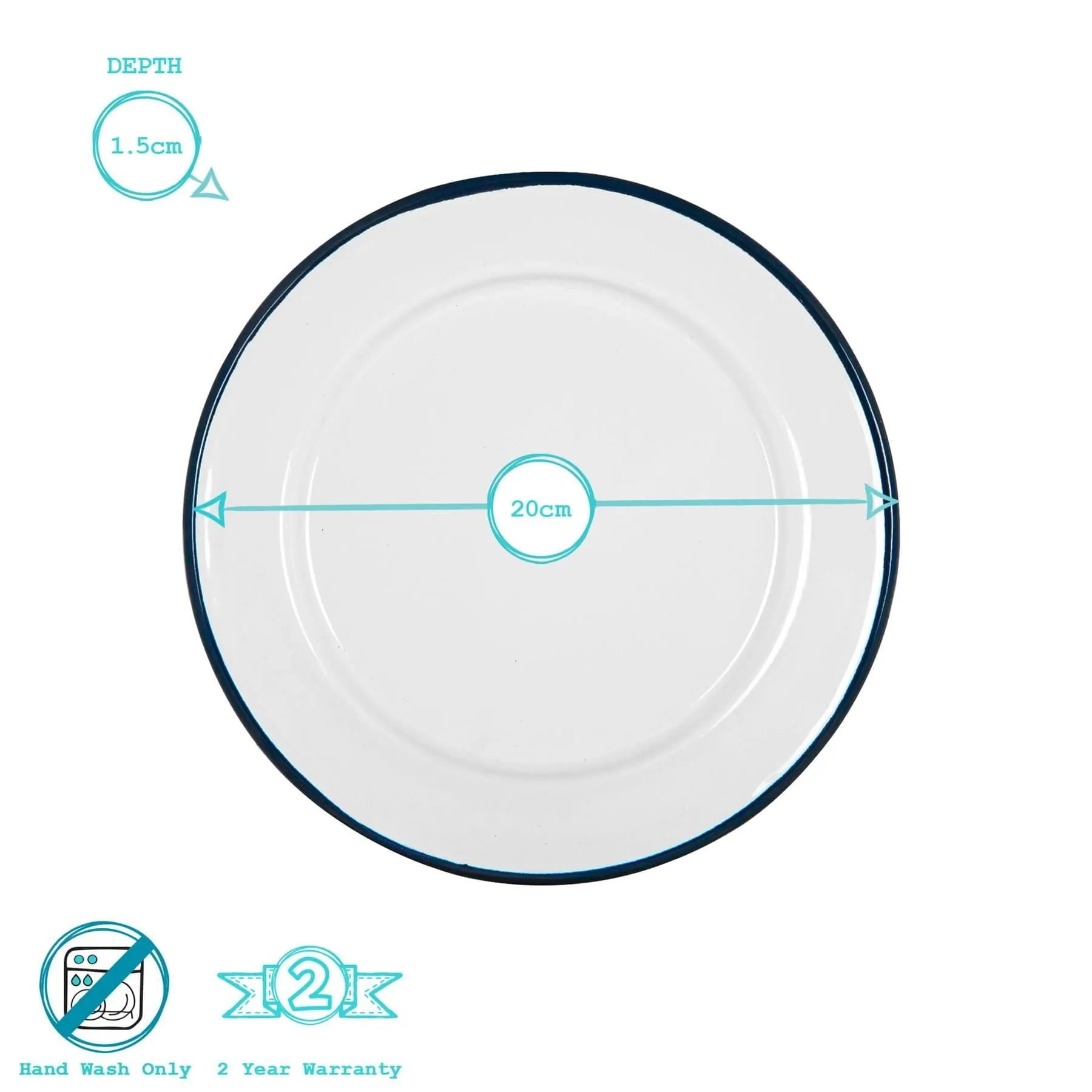 20cm White Enamel Side Plate - By Argon Tableware