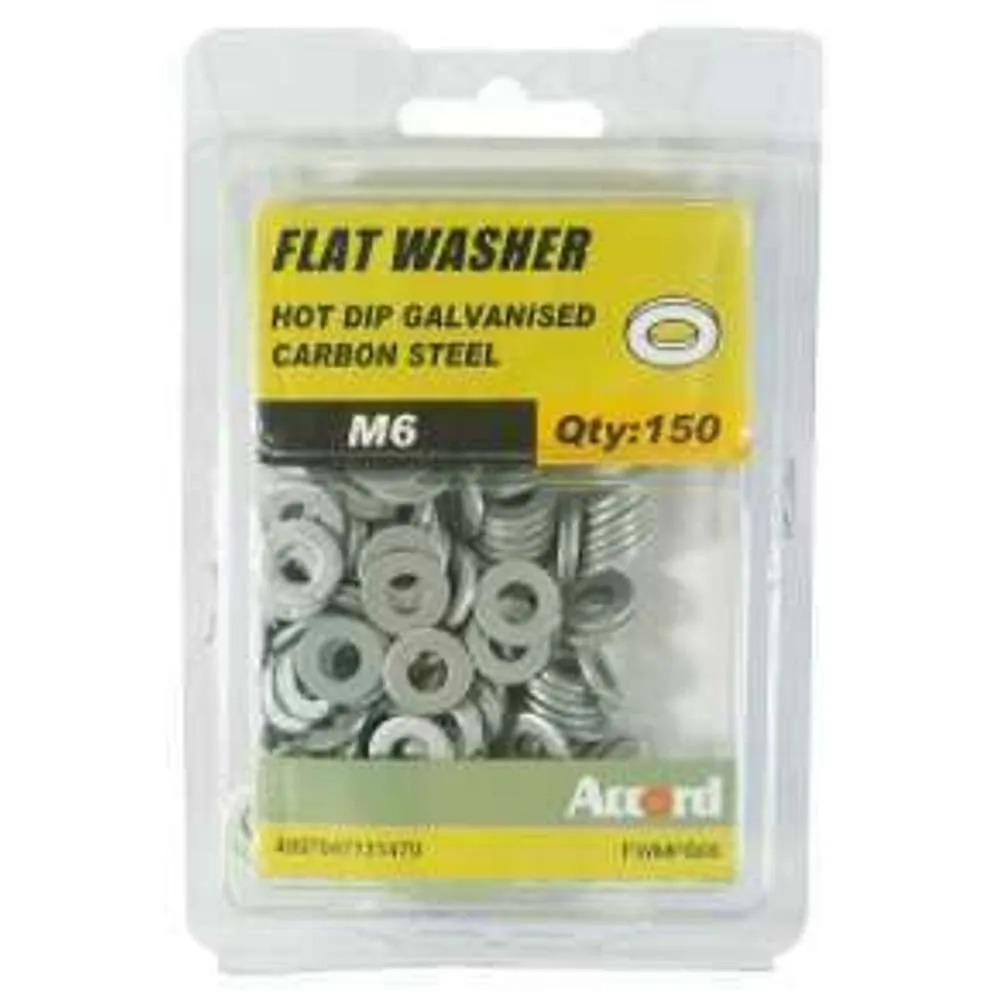 Accord Flat Washer Galv M6 (150pk)