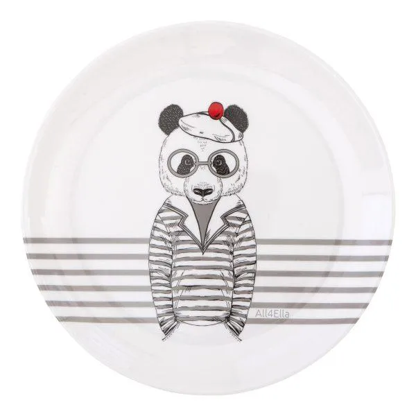 All 4 Ella Melamine Plate - Bear Grey