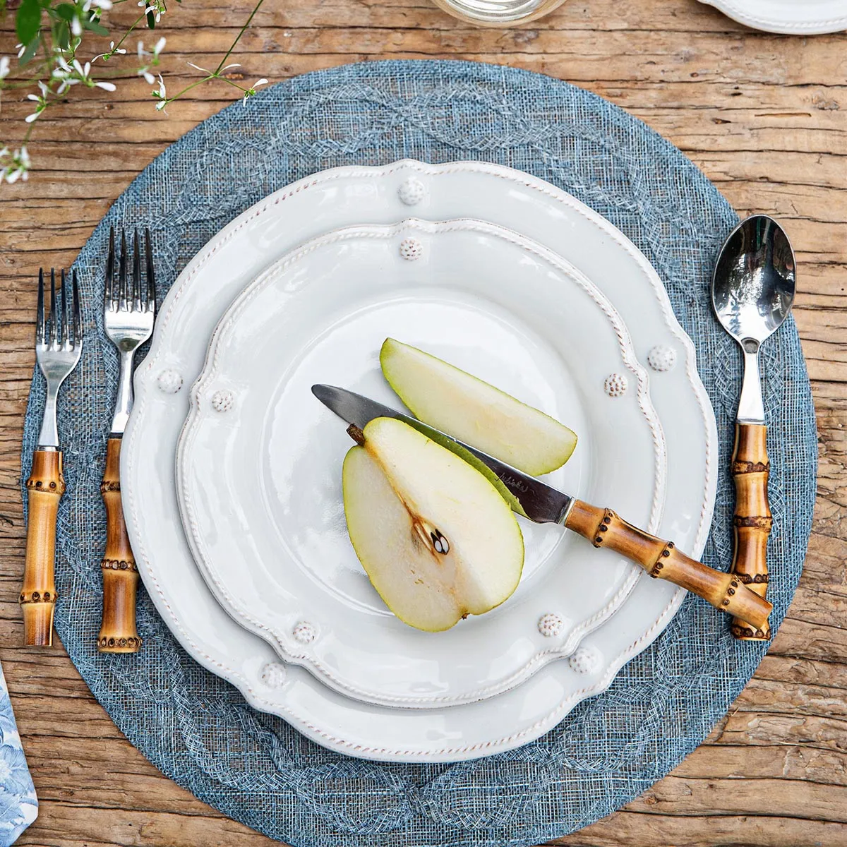 Berry & Thread Flared Dessert/Salad Plate - Whitewash