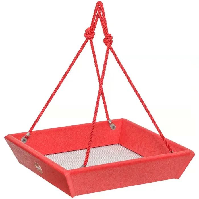 Birds Choice Hanging Tray Bird Feeder, Red