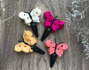 Butterfly Snap Clips -Combo - Set of 4 (Off-White/Yellow/Pink/Peach)