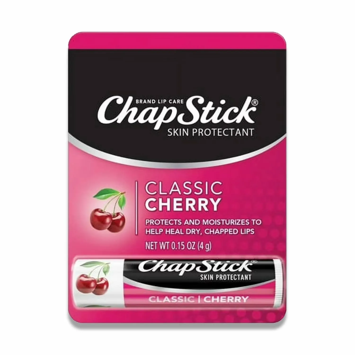 ChapStick - Classic Cherry Flavor Skin Protectant Flavored Lip Balm Tube - 0.15 Oz -  12 Pack