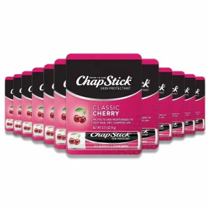 ChapStick - Classic Cherry Flavor Skin Protectant Flavored Lip Balm Tube - 0.15 Oz -  12 Pack