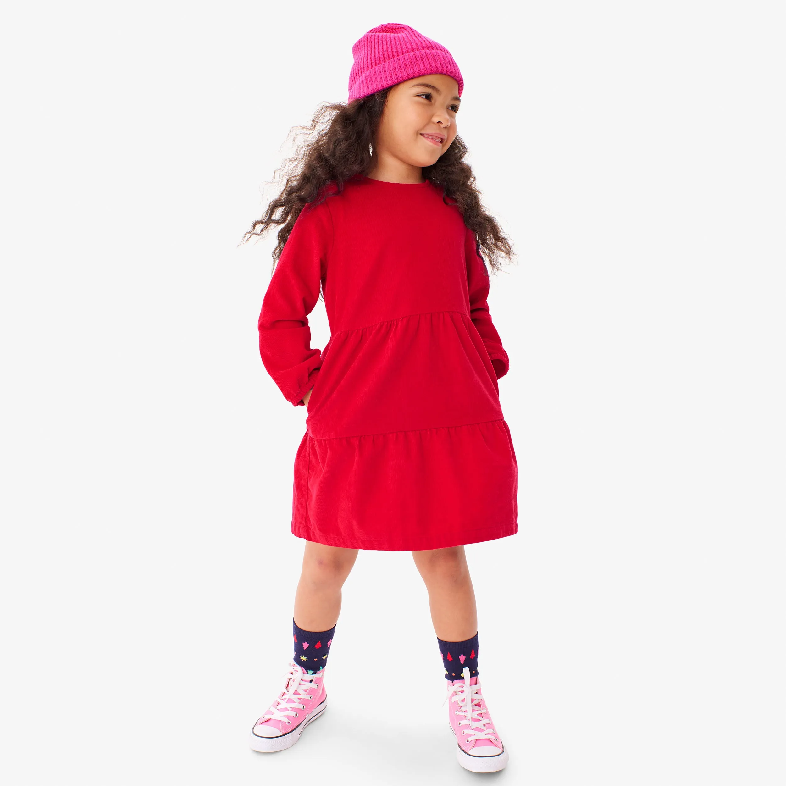 Clearance tiered corduroy dress