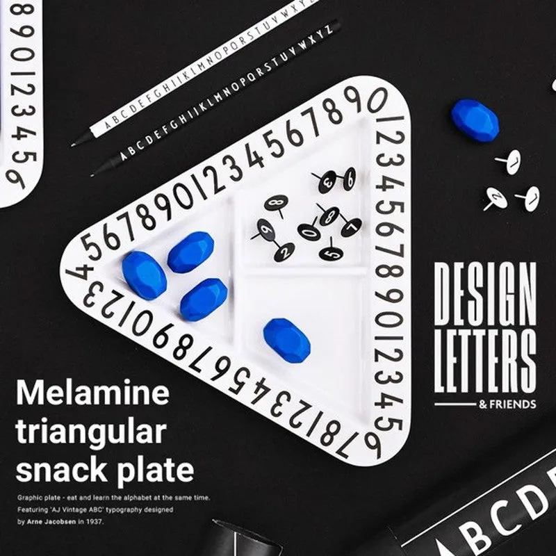 Design Letters Melamine Triangular Snack Plate