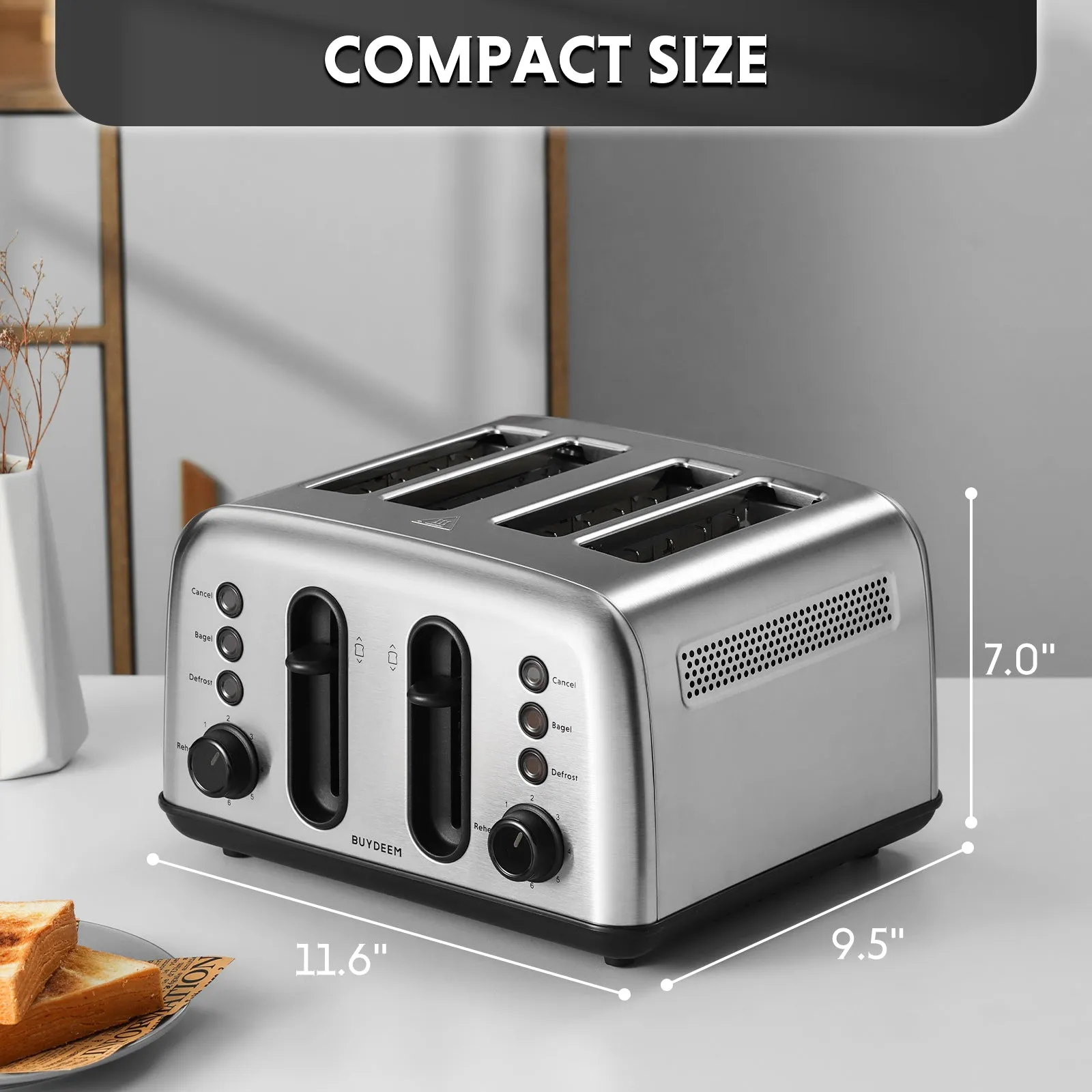 DT440 Retro 4-Slice Metal Toaster