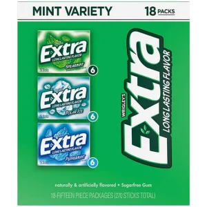 Extra - Mint Sugar Free Chewing Gum Bulk Variety Pack - 15 pc - 18 Pack