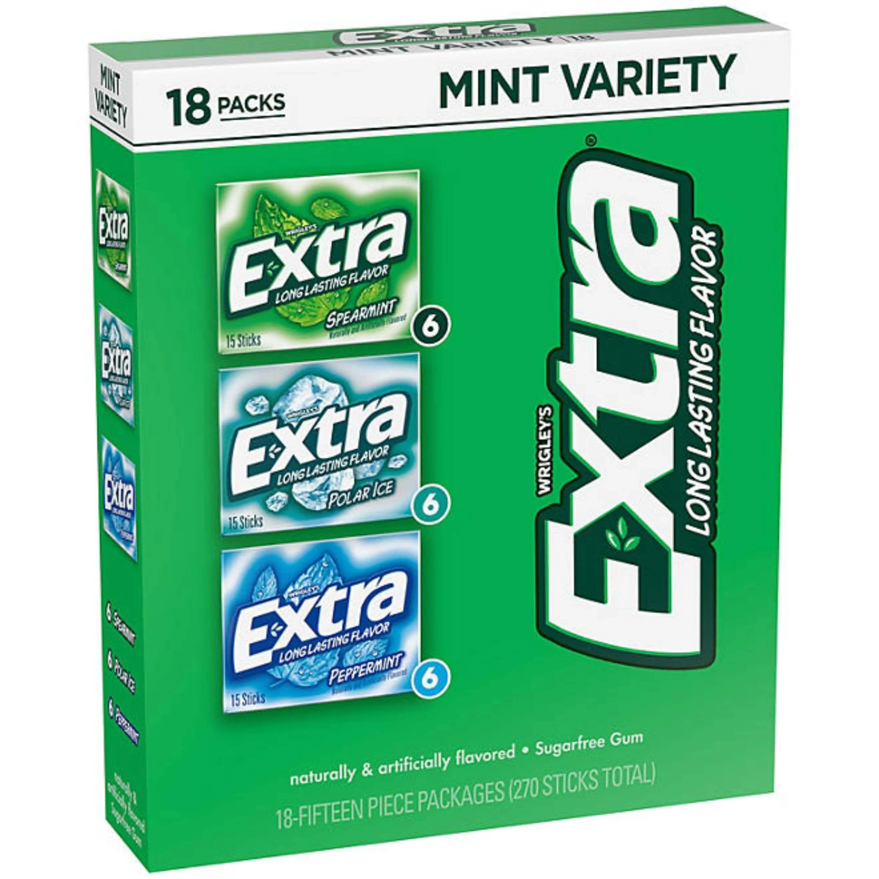 Extra - Mint Sugar Free Chewing Gum Bulk Variety Pack - 15 pc - 18 Pack