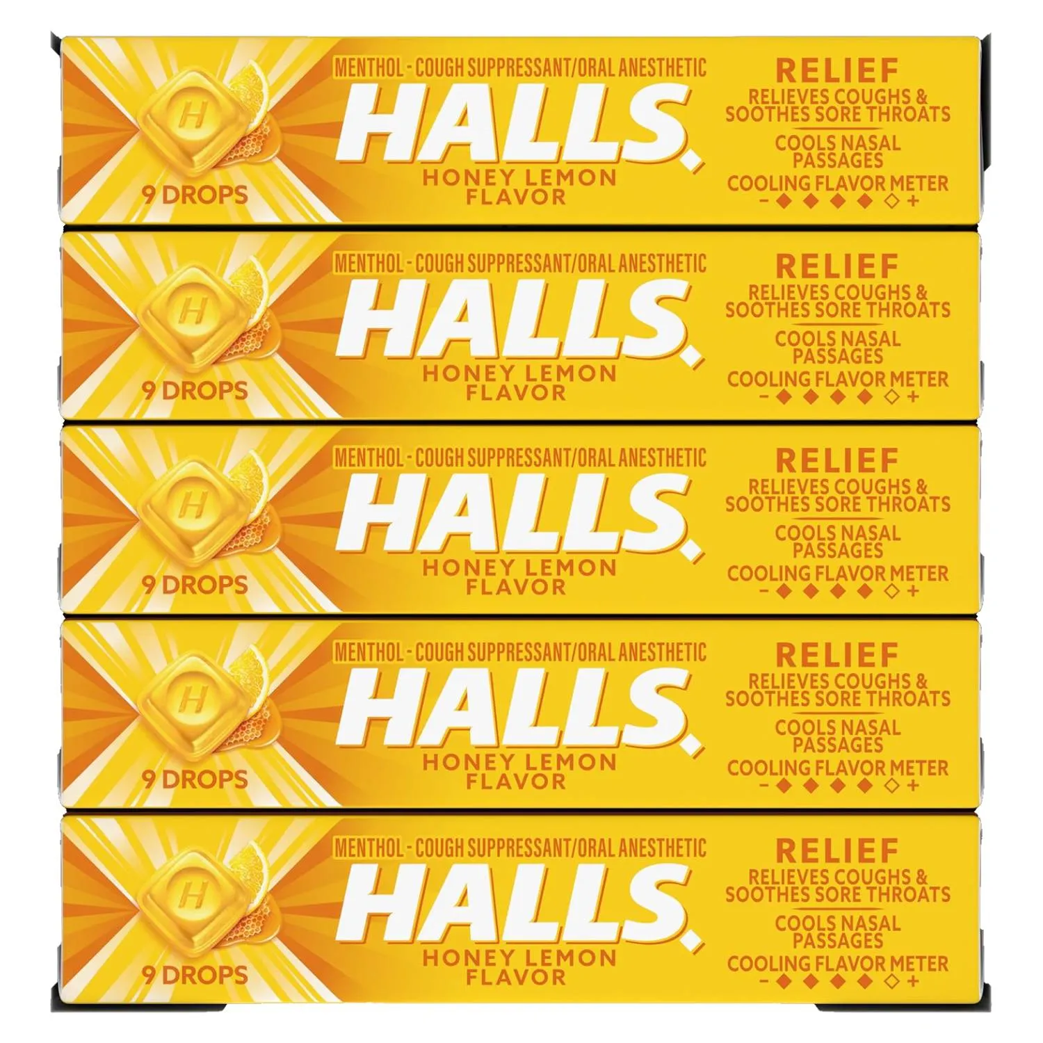 Halls - Honey Lemon Cough Drops, with Menthol  - 20 Ct Each