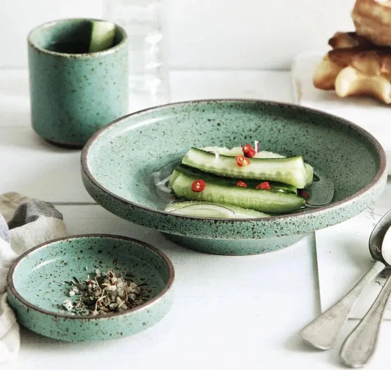 Japanese  Green Ceramic Dinner Set