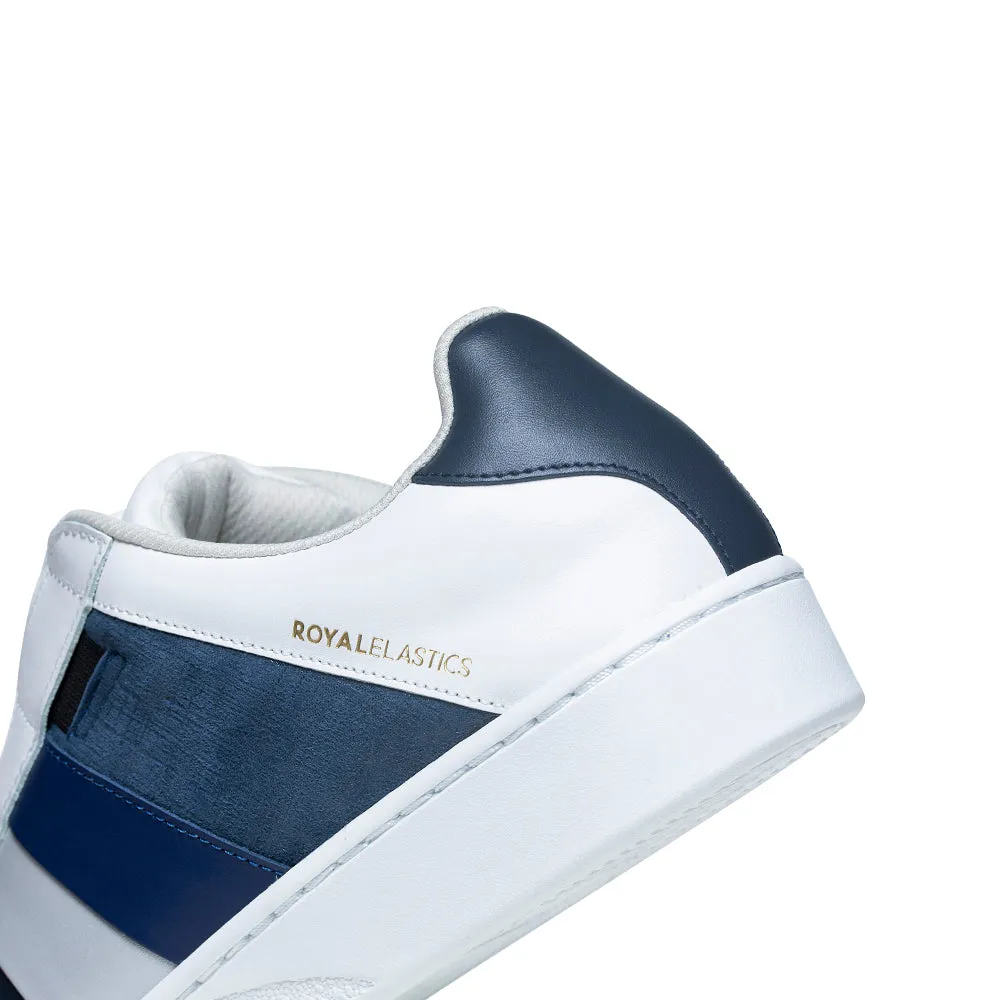 Men's Prince Albert White Blue Leather Sneakers 01494-558