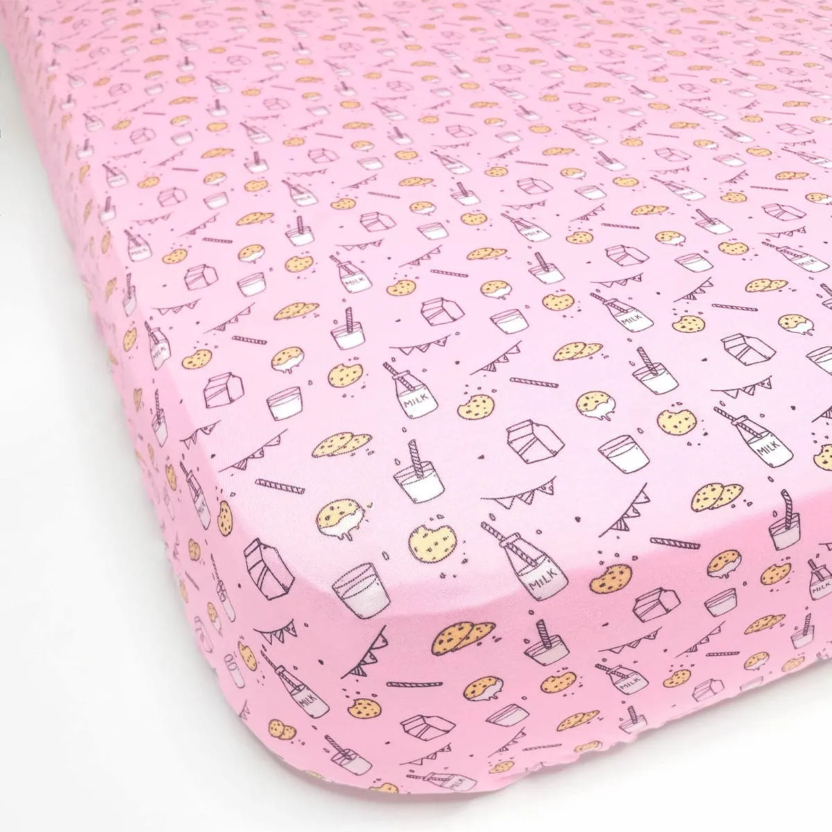 Milk & Cookies Pink Bamboo Crib Sheet