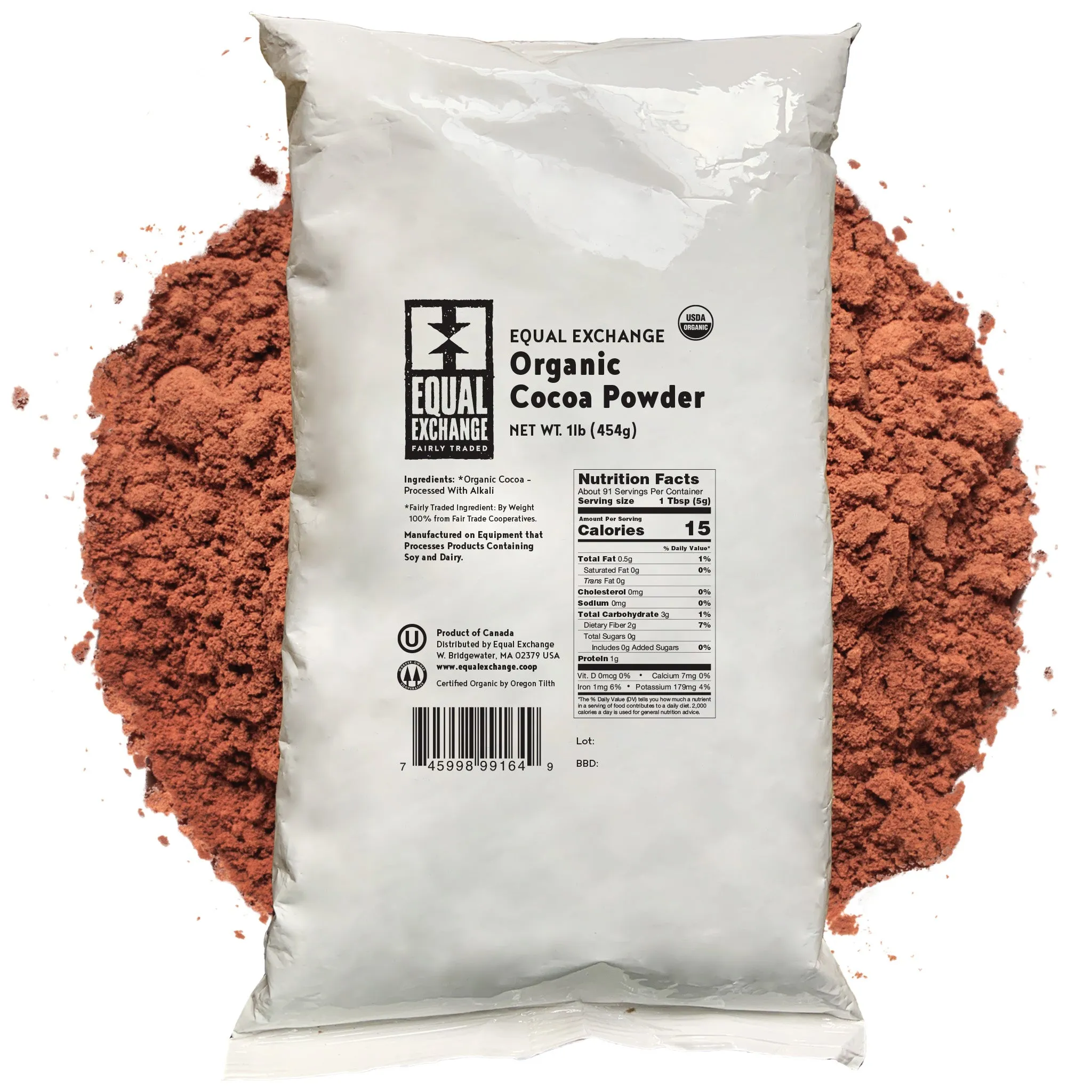 Organic Baking Cocoa Powder, 1lb bulk bag