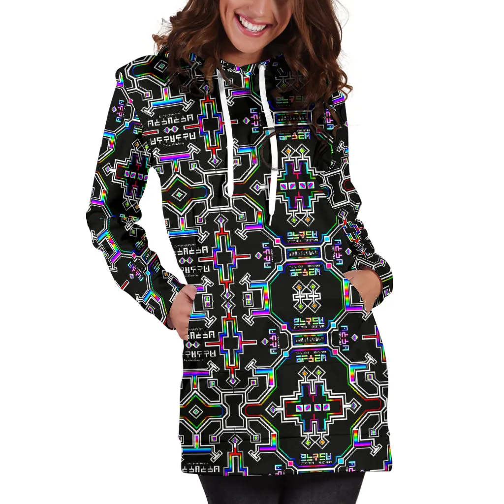 Prismatic Grid Women's Hoodie Dress