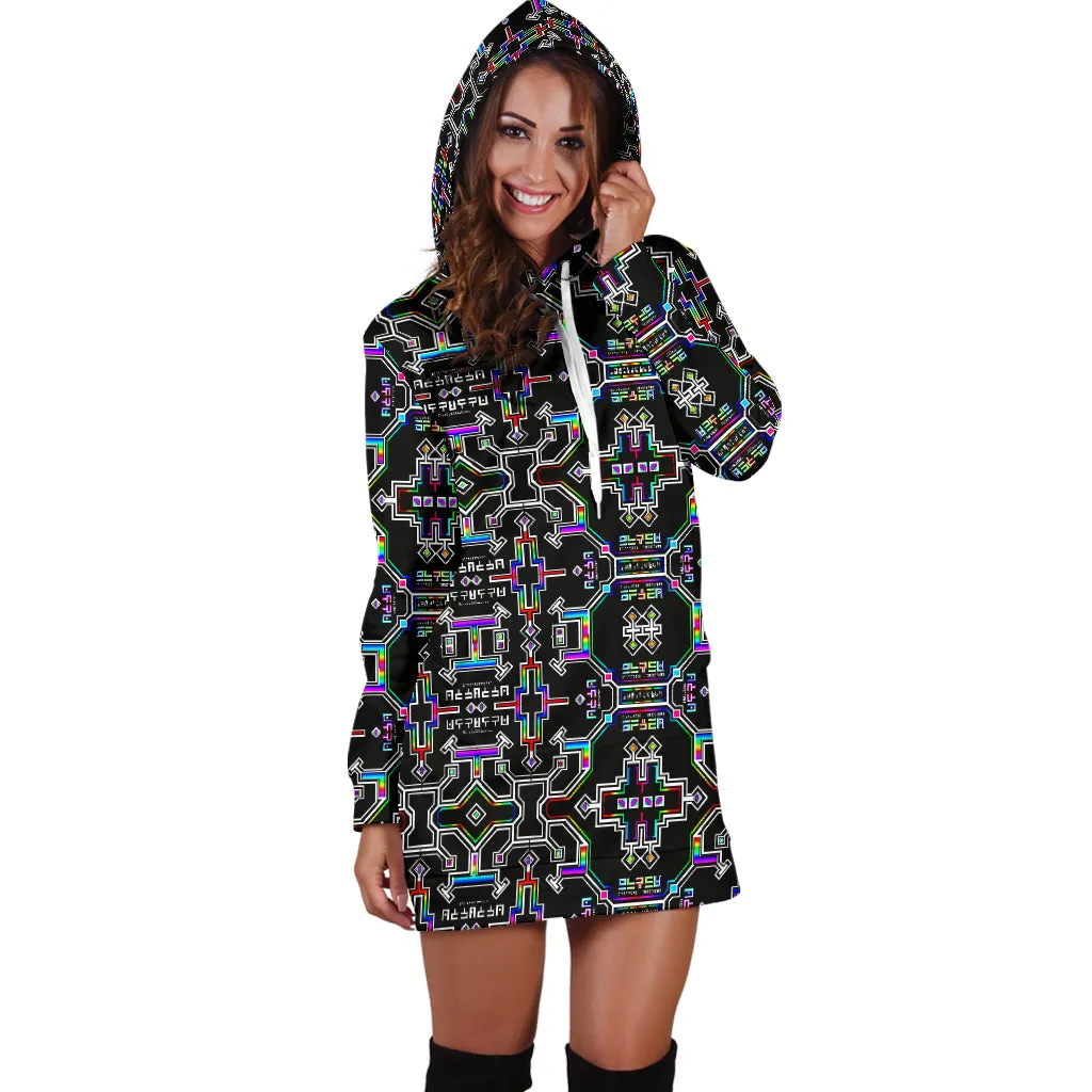 Prismatic Grid Women's Hoodie Dress