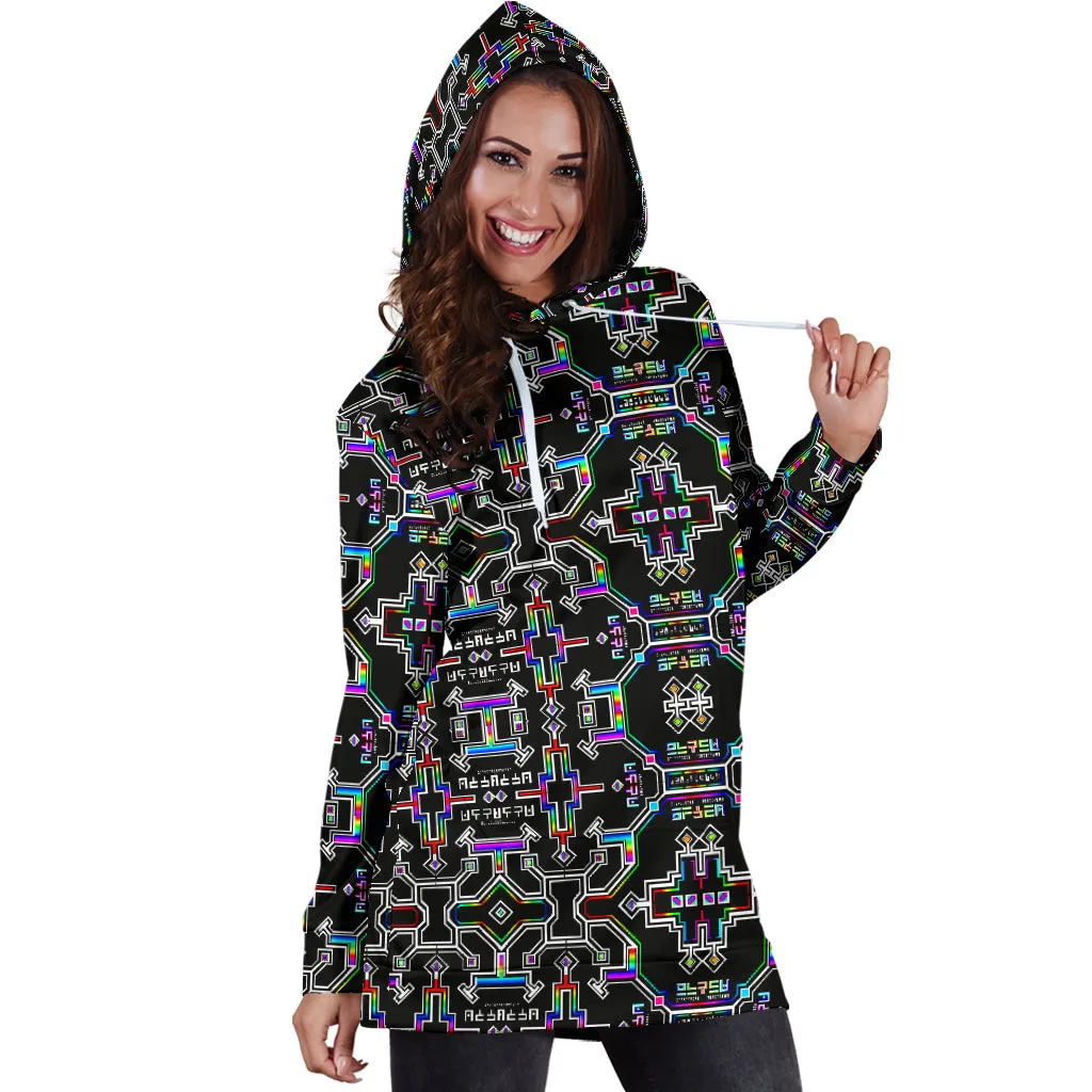 Prismatic Grid Women's Hoodie Dress