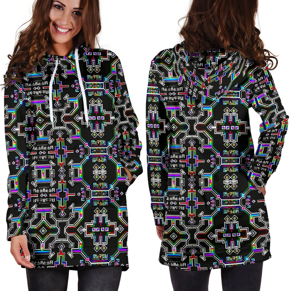 Prismatic Grid Women's Hoodie Dress