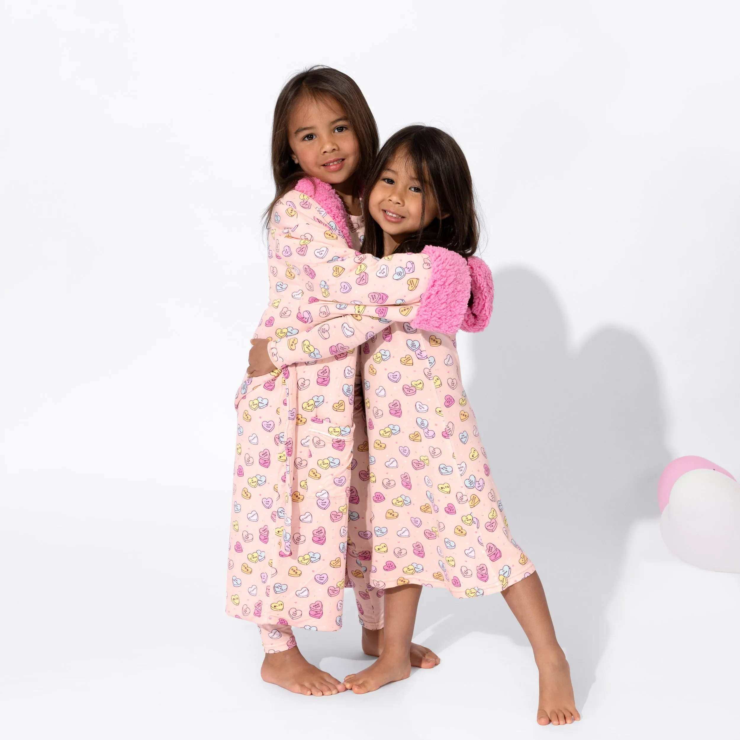 Valentine's Candy Hearts Pink Bamboo Girls' Long Sleeve Dress